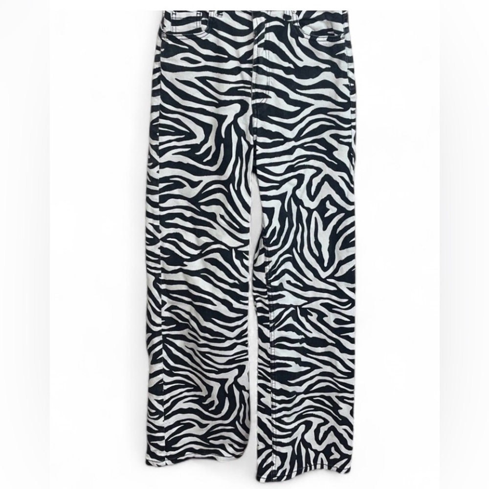 Divided Zebra Print Flare & Wide Leg Jeans